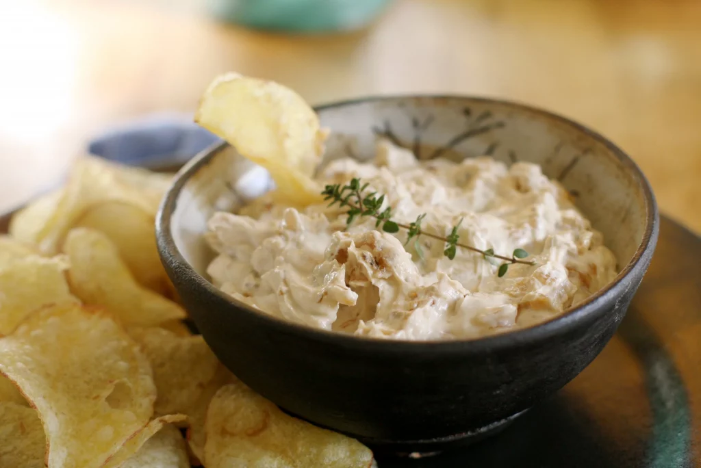 Alton Brown's onion dip with chips