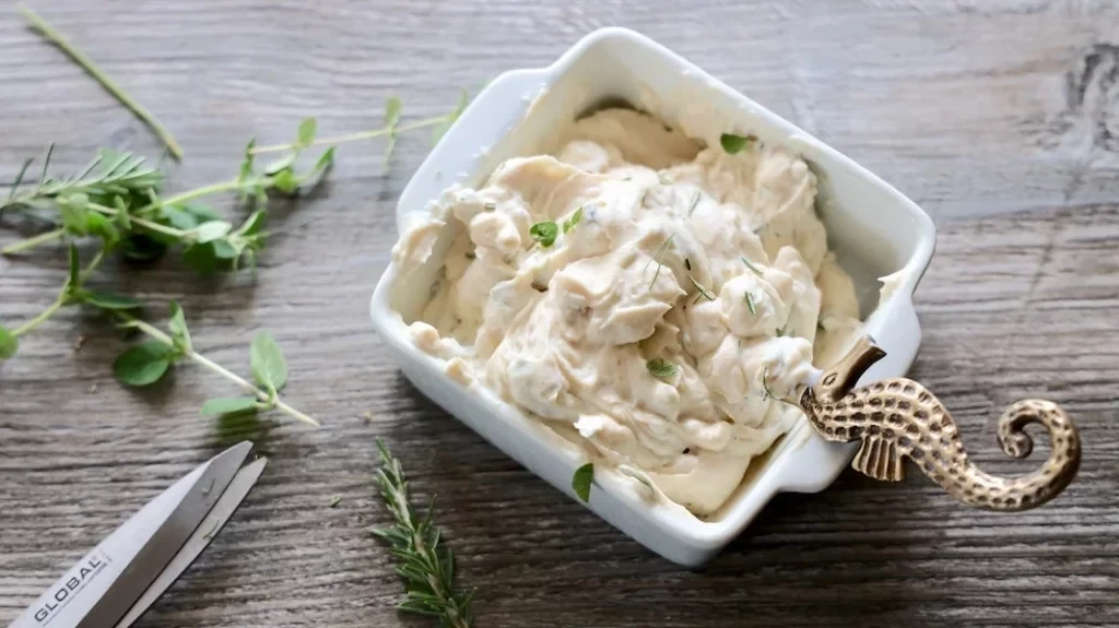 A bowl full of mashed potatoes