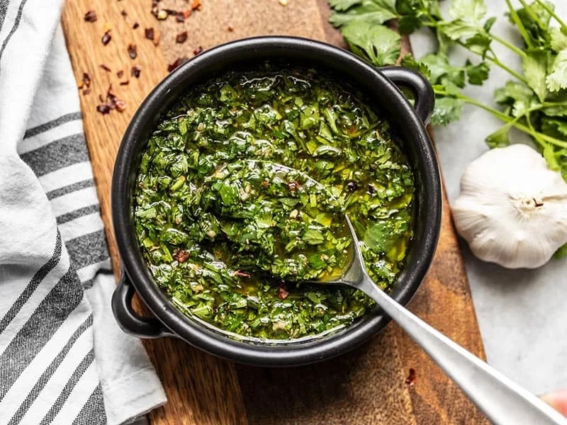 Kale Chimichurri and a spoon