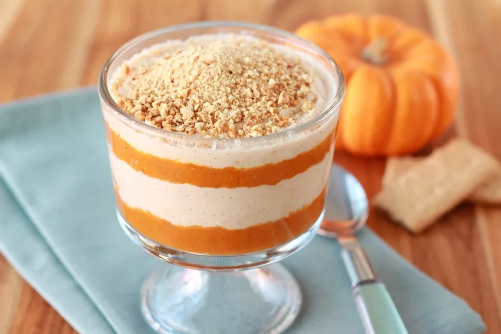 Pumpkin parfaits with crushed cookies