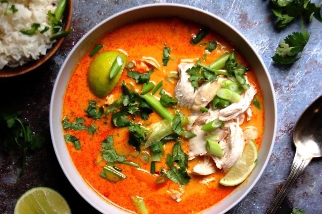 Colorful red curry chicken