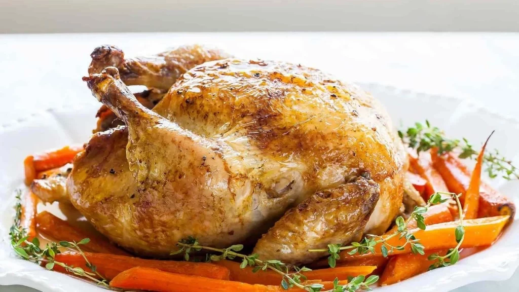 Flavorful roast chicken with carrots 