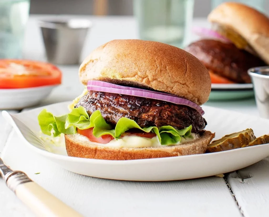 Homemade mushroom and swiss burger