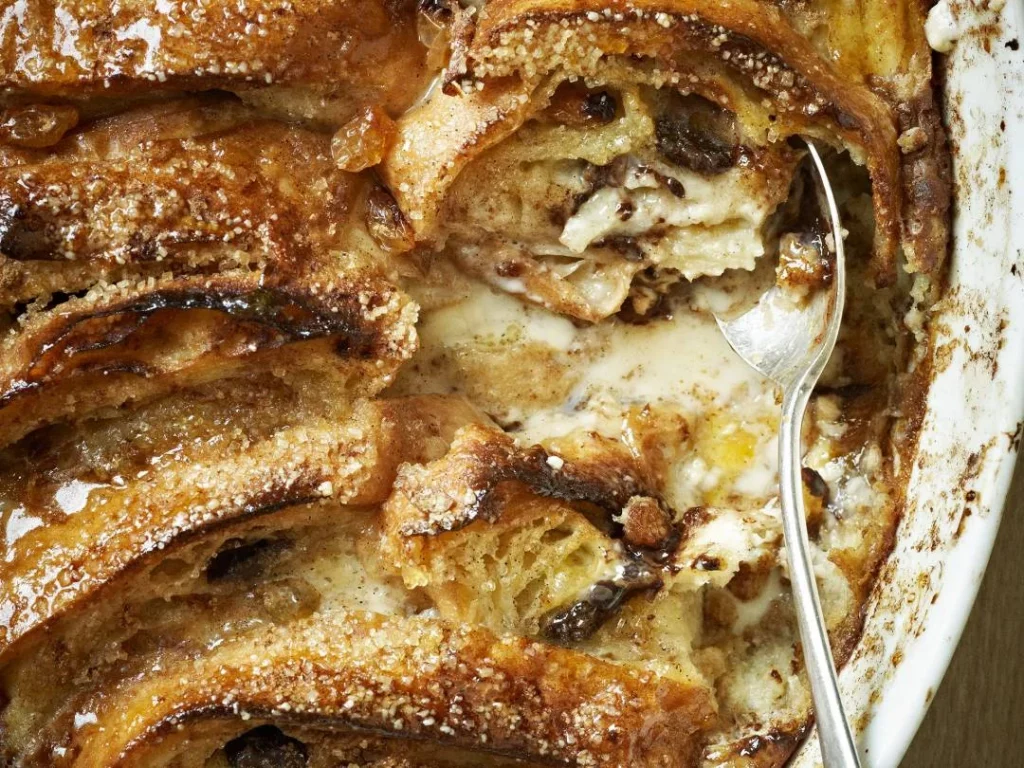 Bread and Butter Pudding with spoon