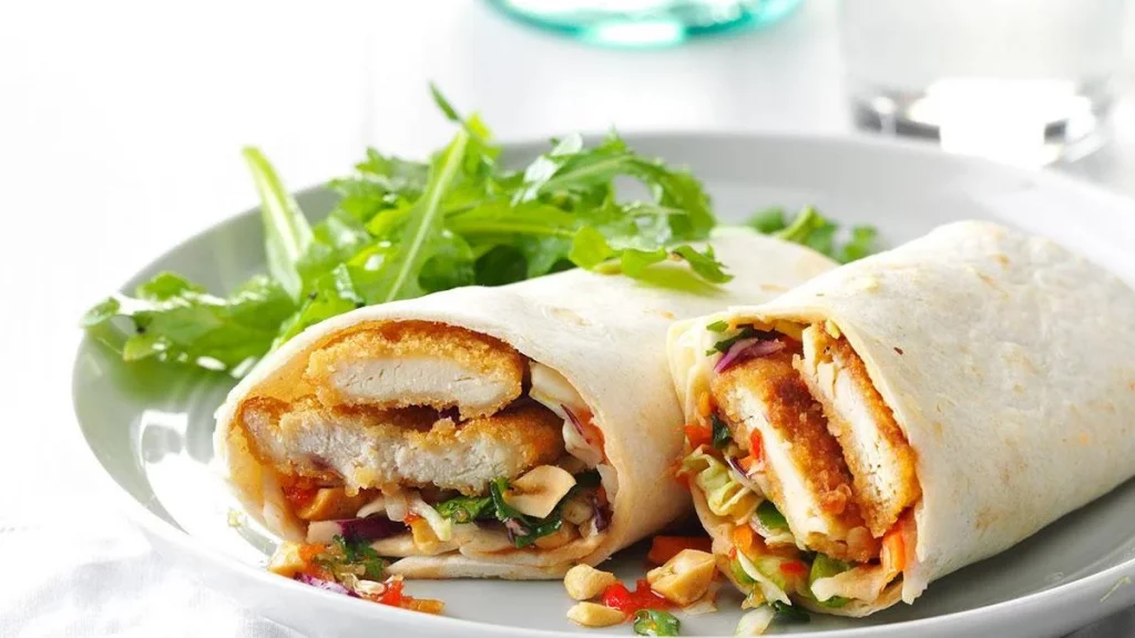 Colorful veggies with crispy and fresh chicken tender