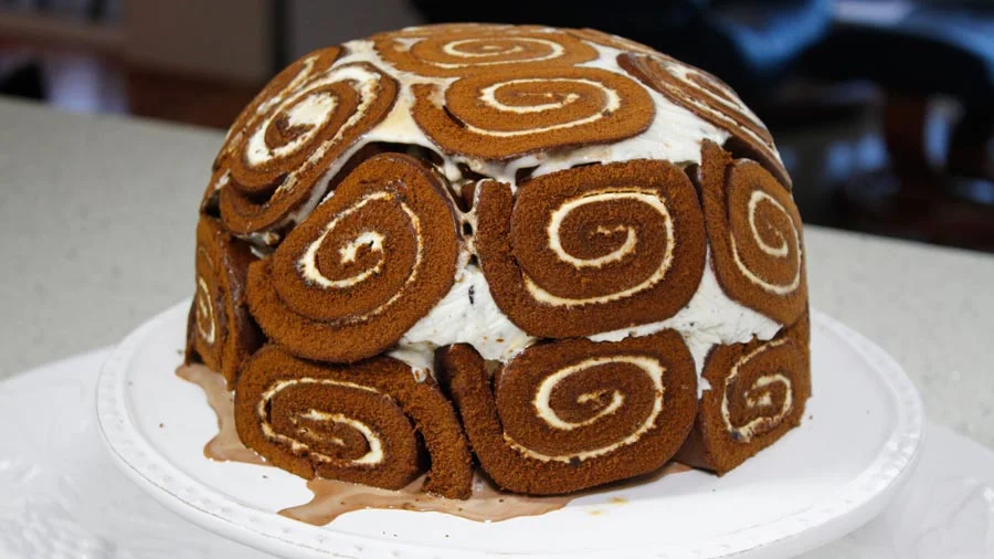 Christmas Swiss Roll Bombe Cake