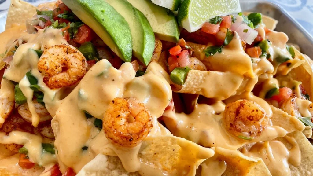 Homemade shrimp nachos