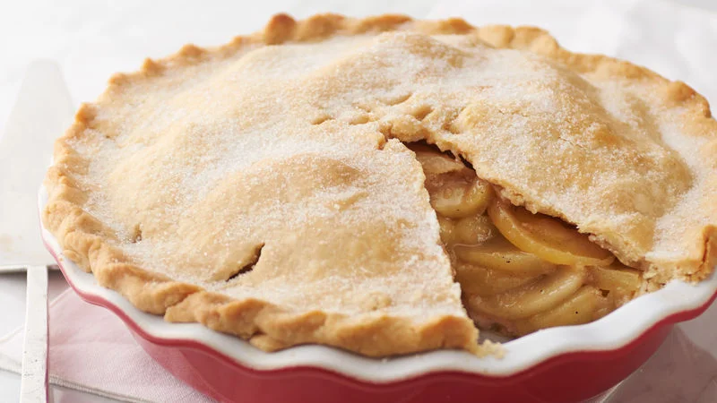 apple pie with a slice cut out