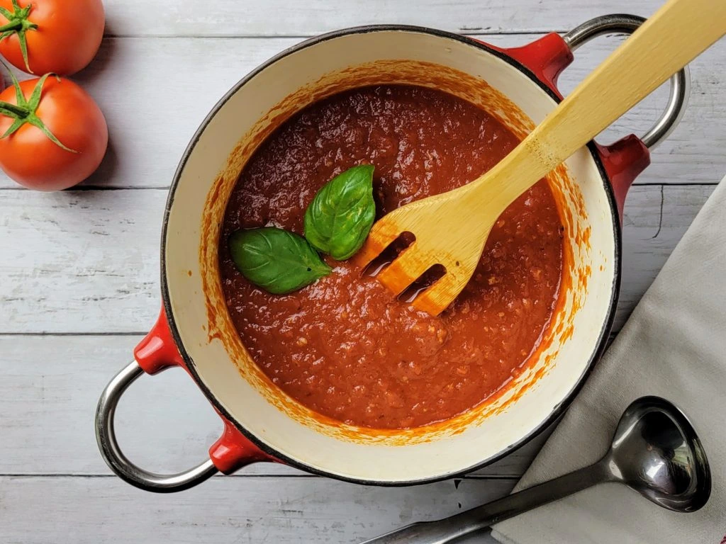 marinara sauce in a pan