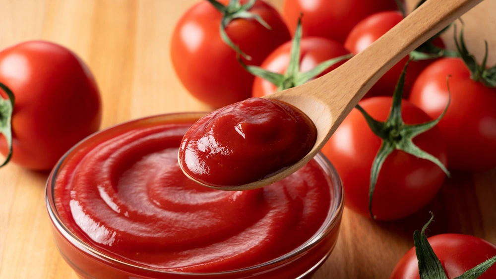 tomato ketchup in a spoon