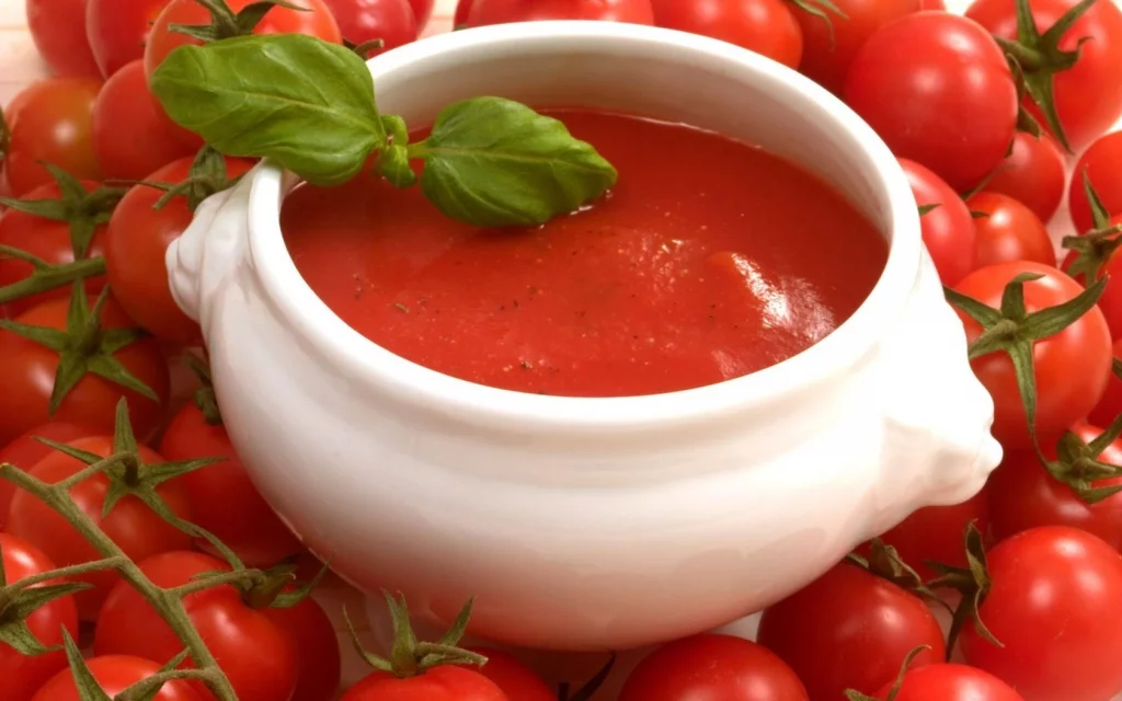 tomato paste in a white bowl