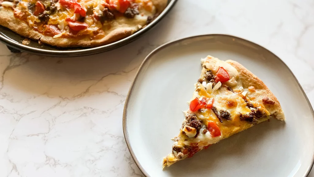 Cheeseburger pizza with amazing flavors