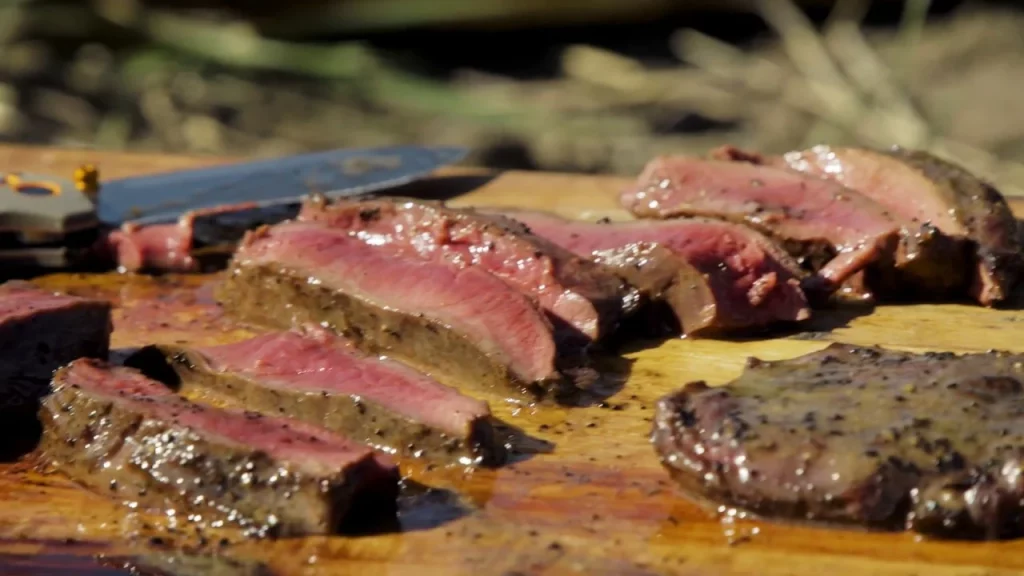 Juicy venison heart meat