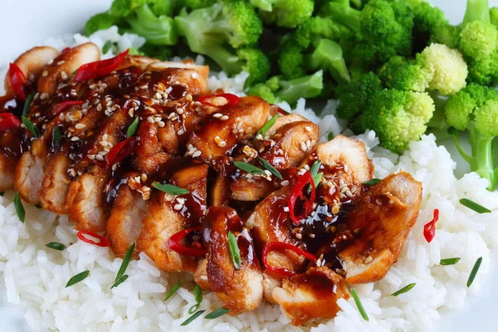 Season your teriyaki chicken with the sauce and sesame seeds 