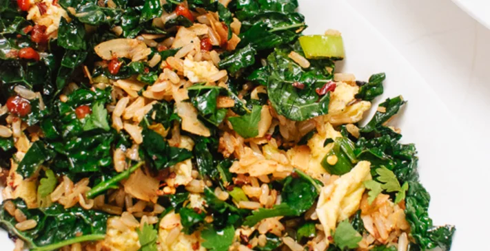 spicy kale and coconut fried rice