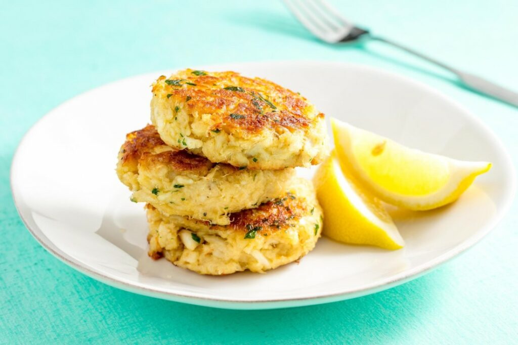 Crab Cakes Served With Lemon