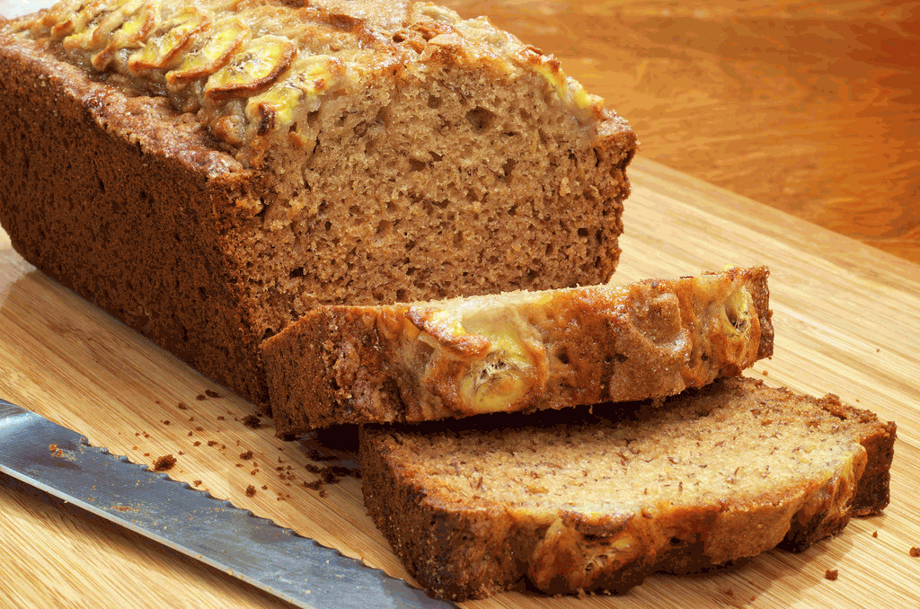 Banana Bread Loaf Cut Into Slices