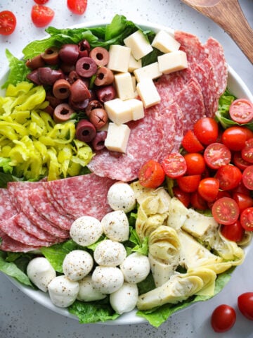 Vertical overhead image of Antipasto Salad