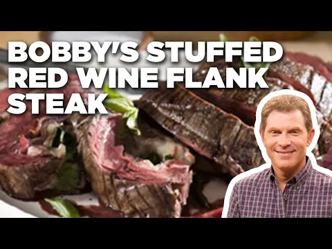 Bobby Flay's Stuffed Red Wine Flank Steak | Boy Meets Grill | Food Network