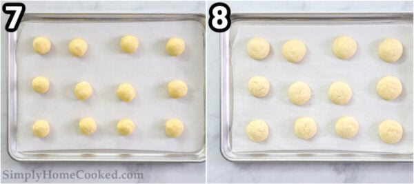 Steps to make Cream Cheese Cookies: scoop the dough and then bake.